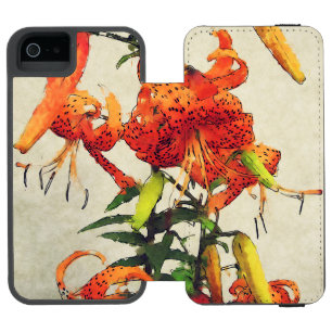 Capa Carteira Incipio Watson™ Para iPhone 5 Orange Watercolor Tiger Lily 1