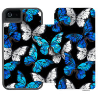 Padrão contínuo escuro com borboletas azuis Morpho