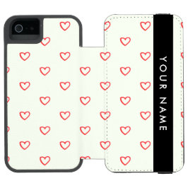 Capa Carteira Incipio Watson™ Para iPhone 5 Padrão de Coração Vermelho, Amor, Seu Nome, Person
