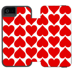 Capa Carteira Incipio Watson™ Para iPhone 5 Padrão de Corações Vermelhos, Romântico, Amor