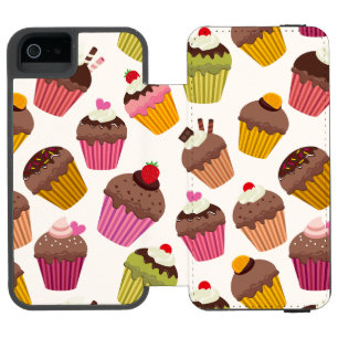Capa Carteira Incipio Watson™ Para iPhone 5 Padrão de Cupcake, Padrão de Muffin, Chocolate, Co
