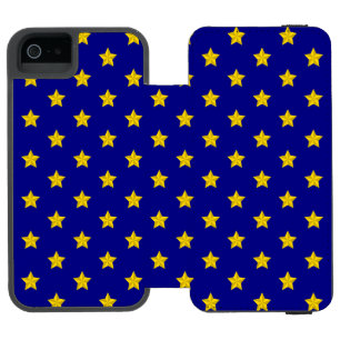 Capa Carteira Incipio Watson™ Para iPhone 5 Padrão de estrelas Douradas, Marinho azul, exclusi