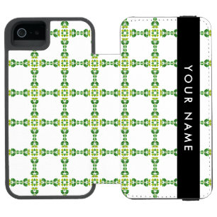 Capa Carteira Incipio Watson™ Para iPhone 5 Padrão de Folhas, Folhas Verdes, Seu Nome