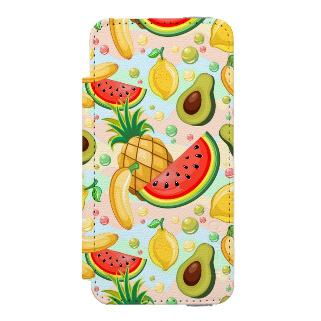 Capa Carteira Para iPhone, Incipio Padrão de Frutas de Verão Fresco (Frente do fólio)