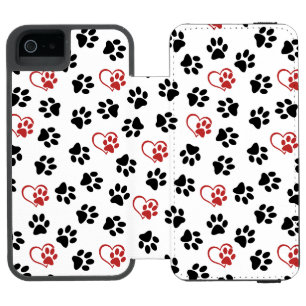 Capa Carteira Incipio Watson™ Para iPhone 5 Padrão De Patas, Patas Pretas, Patas Vermelhas, Co