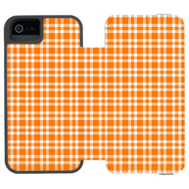 Capa Carteira Para iPhone, Incipio Padrão Xadrez Laranja Branco (Fólio aberto)
