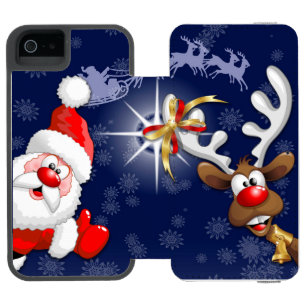 Capa Carteira Incipio Watson™ Para iPhone 5 Papais noeis e Reindeer Feliz Christmass Happy Car