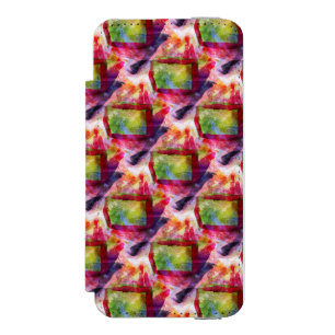 Capa Carteira Incipio Watson™ Para iPhone 5 Papel de parede verde, vermelho abstrato