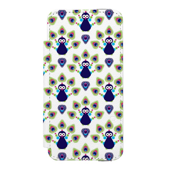 Capa Carteira Para iPhone, Incipio pavão exótico retro de india (Frente do fólio)