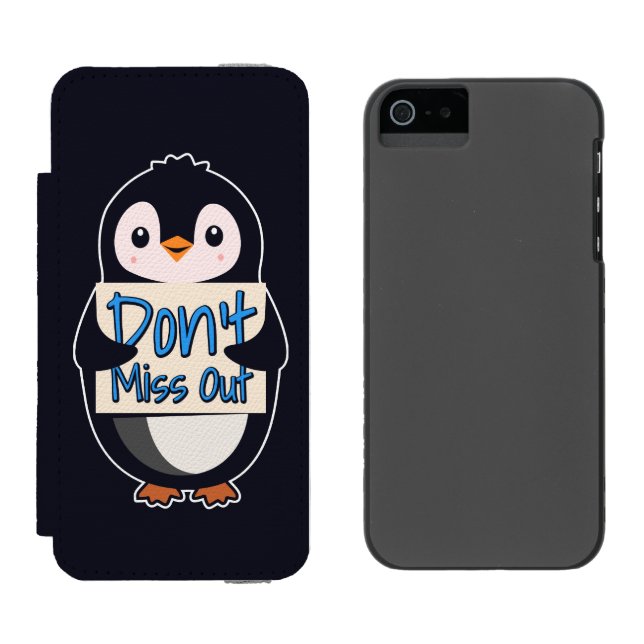 Capa Carteira Para iPhone, Incipio Penguin Don’t Miss Out Sign (Lado a lado)