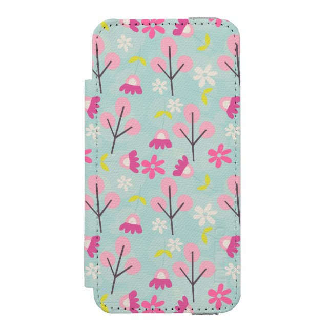 Capa Carteira Para iPhone, Incipio Pernalas e Flores Rosa (Frente do fólio)