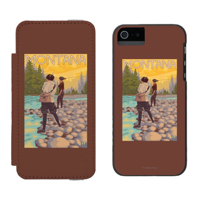 Capa Carteira Para iPhone, Incipio Pesca com mosca das mulheres - Montana (Lado a lado)
