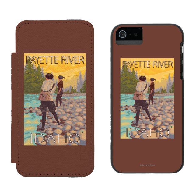 Capa Carteira Para iPhone, Incipio Pesca com mosca das mulheres - rio de Payette, (Lado a lado)
