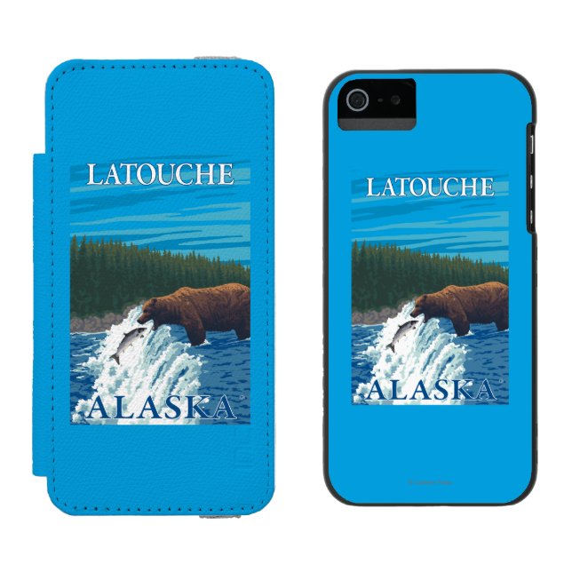 Capa Carteira Para iPhone, Incipio Pesca do urso no rio - Latouche, Alaska (Lado a lado)