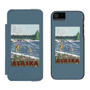 Capa Carteira Incipio Watson™ Para iPhone 5 Pescador da mosca - parque nacional de Denali,
