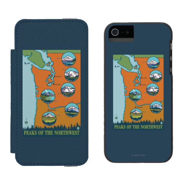 Capa Carteira Para iPhone, Incipio Picos do noroeste - 5 montanhas diferentes (Lado a lado)