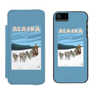 Capa Carteira Incipio Watson™ Para iPhone 5 Poster das viagens vintage de AlaskaDogsledding
