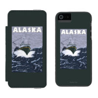 Poster das viagens vintage do barco de AlaskaCrab