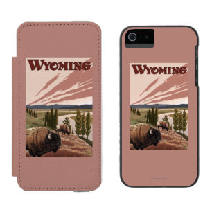 Capa Carteira Incipio Watson™ Para iPhone 5 Poster das viagens vintage do bisonte de