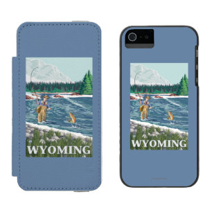 Capa Carteira Incipio Watson™ Para iPhone 5 Poster de viagens de FishermanWyomingVintage da