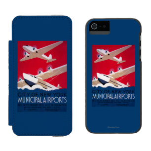 Capa Carteira Incipio Watson™ Para iPhone 5 Poster vintage municipal do aeroporto da Nova