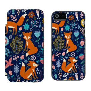 Capa Carteira Incipio Watson™ Para iPhone 5 Raposas Vermelhas e Flores Coloridas