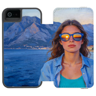 Capa Carteira Incipio Watson™ Para iPhone 5 Reflexos do Pôr do Sol Mediterrâneo – Moderno Cost
