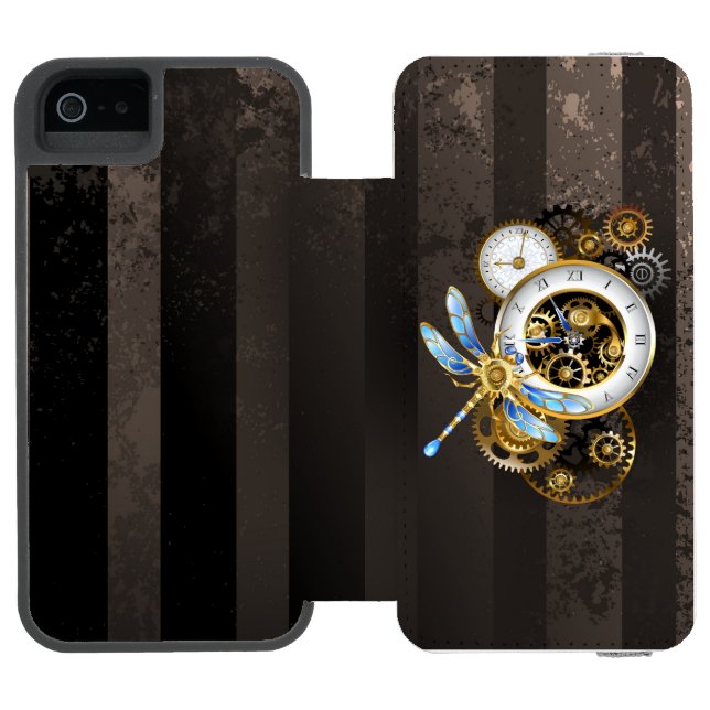 Capa Carteira Para iPhone, Incipio Relógio Steampunk com Dragonfly Mecânica (Fólio aberto)