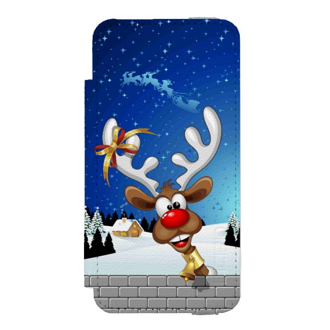 Capa Carteira Para iPhone, Incipio Rena Fofa Espiando Meme de Natal (Frente do fólio)