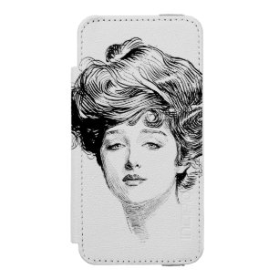 Capa Carteira Incipio Watson™ Para iPhone 5 Retrato de uma menina de Gibson, 1900