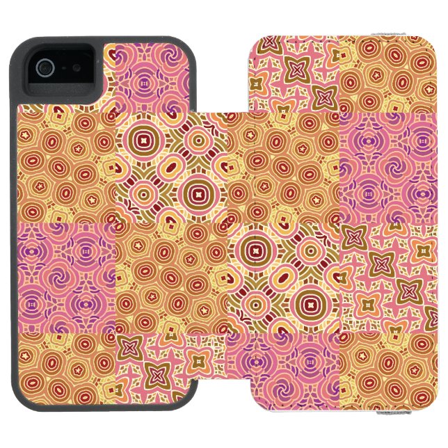 Capa Carteira Para iPhone, Incipio Retro Geométrico Patchwork  (Fólio aberto)