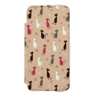 Capa Carteira Incipio Watson™ Para iPhone 5 rosa do teste padrão dos gatos