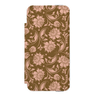 Capa Carteira Incipio Watson™ Para iPhone 5 Rosa e teste padrão floral de Brown