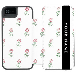 Capa Carteira Incipio Watson™ Para iPhone 5 Rosas Vermelhas, Padrão de Rosas, Seu Nome