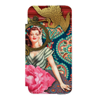 Capa Carteira Incipio Watson™ Para iPhone 5 Sem-Sinal - Colagem Digital de Senhora Atrevida