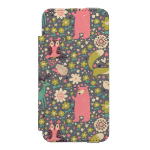 Capa Carteira Incipio Watson™ Para iPhone 5 Teste padrão bonito dos animais da floresta