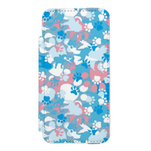 Capa Carteira Incipio Watson™ Para iPhone 5 Teste padrão cor-de-rosa e azul do cão da