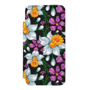 Capa Carteira Incipio Watson™ Para iPhone 5 Teste padrão da elegância com flores 2 do narcis