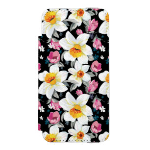 Capa Carteira Incipio Watson™ Para iPhone 5 Teste padrão da elegância com flores do narciso