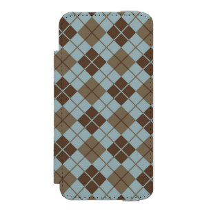 Capa Carteira Incipio Watson™ Para iPhone 5 Teste padrão de Argyle no azul e no Taupe