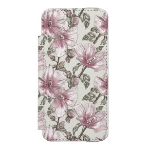 Capa Carteira Incipio Watson™ Para iPhone 5 Teste padrão de flores cor-de-rosa silenciado do