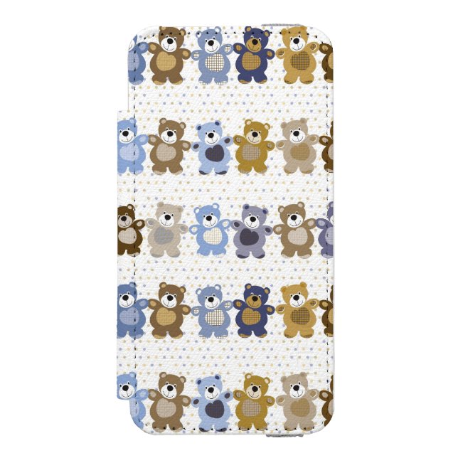 Capa Carteira Para iPhone, Incipio teste padrão de um urso de ursinho do brinquedo (Frente do fólio)