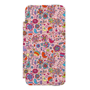 Capa Carteira Incipio Watson™ Para iPhone 5 Teste padrão do primavera com flores coloridas
