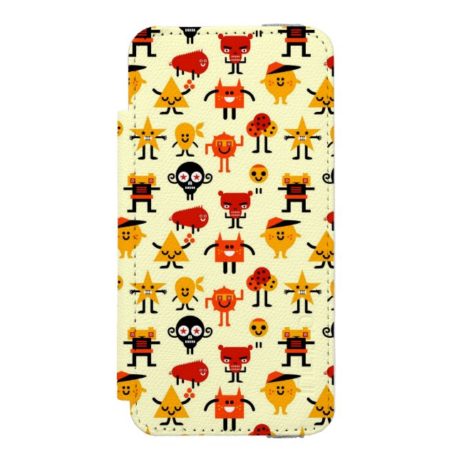 Capa Carteira Para iPhone, Incipio Teste padrão engraçado dos monstro (Frente do fólio)