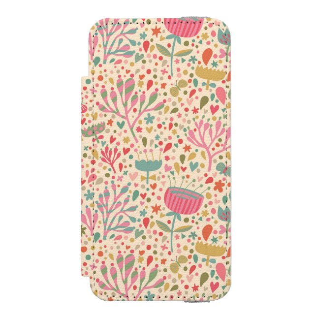 Capa Carteira Para iPhone, Incipio Teste padrão floral brilhante (Frente do fólio)