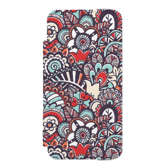 Capa Carteira Para iPhone, Incipio Teste padrão floral do Doodle de Paisley (Frente do fólio)