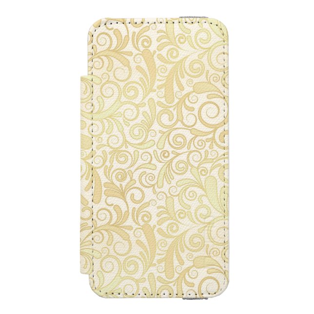 Capa Carteira Para iPhone, Incipio Teste padrão floral Dourado das folhas (Frente do fólio)