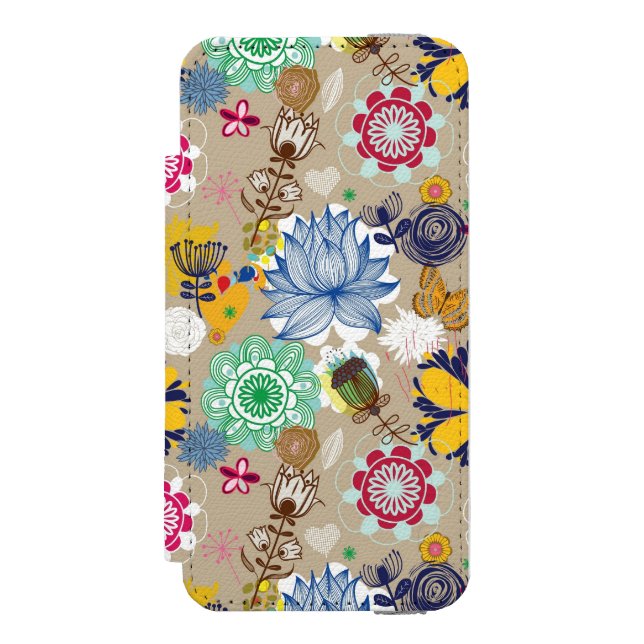 Capa Carteira Para iPhone, Incipio Teste padrão floral no estilo retro 3 (Frente do fólio)