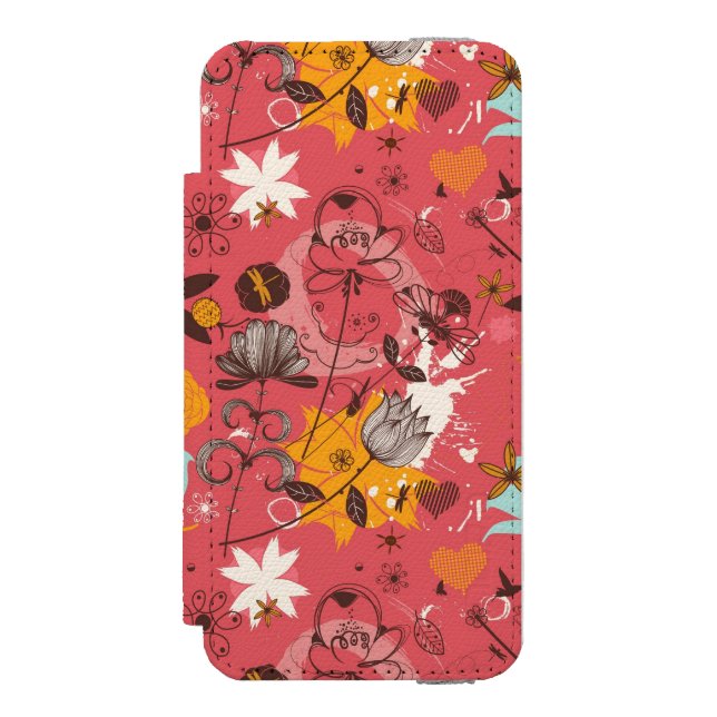 Capa Carteira Para iPhone, Incipio Teste padrão floral retro 7 (Frente do fólio)
