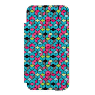 Capa Carteira Incipio Watson™ Para iPhone 5 Turquesa e teste padrão cor-de-rosa do cubo